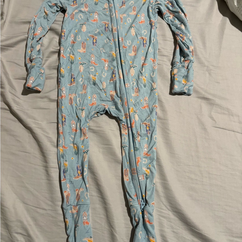 Charming Blue Kids' Footie with Playful Print